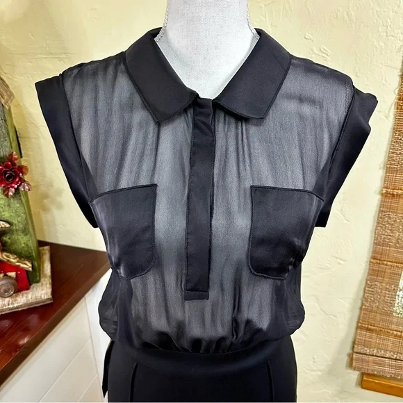 NWT! Bebe Black Blouse Dress - Picture 7 of 7